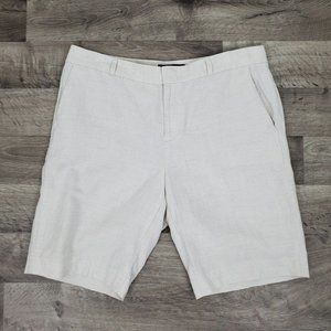Banana Republic Shorts Womens 6 Tan Off White Linen Blend Flat Front Casual